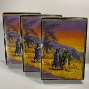 NWT- 48 Vintage Christmas Greeting Cards with Sunset Scene